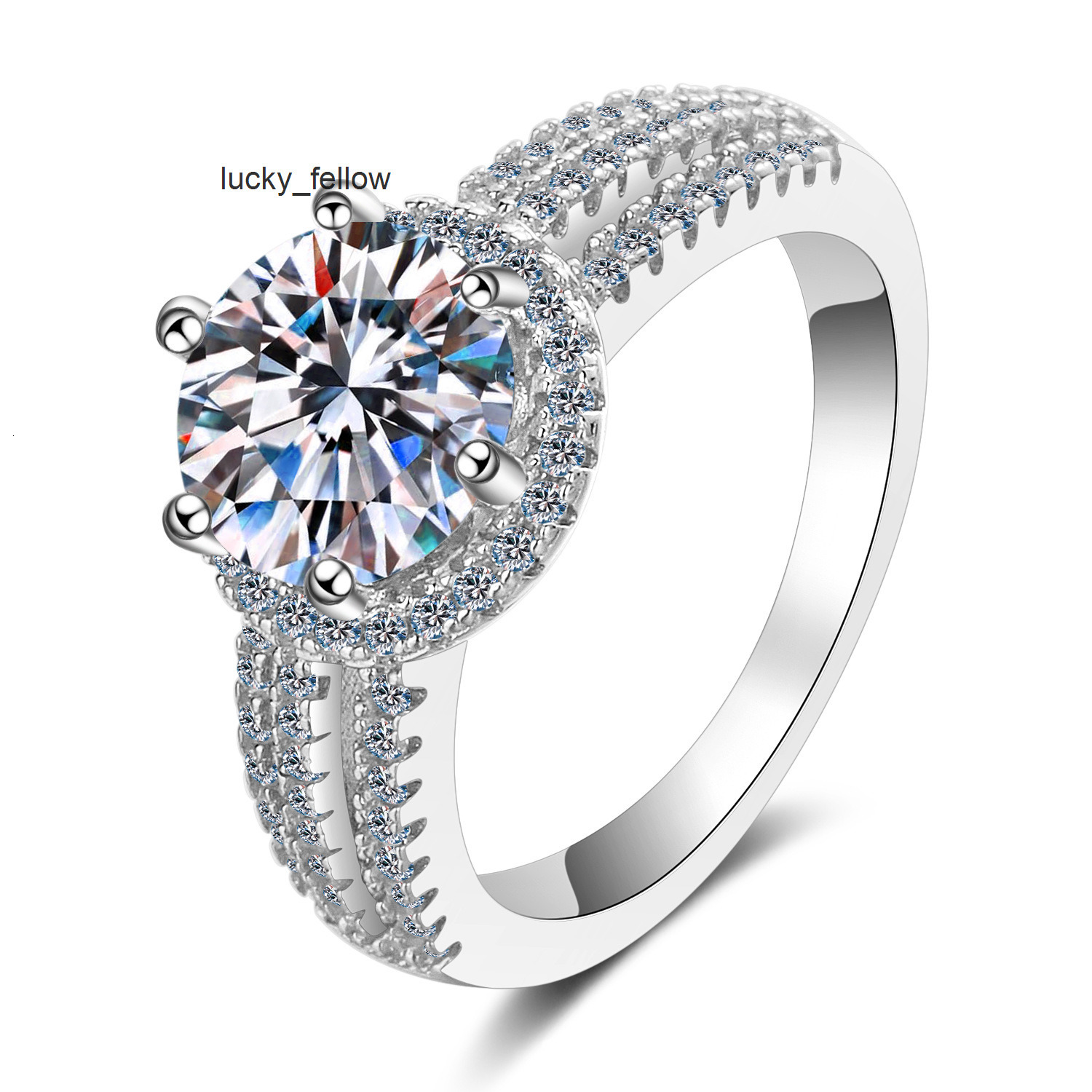 Top Grade Factory 3.0ct Moissanite Fine Jewelry 925 Sterling Silver Moissanite Wedding Ring Women Jewelry