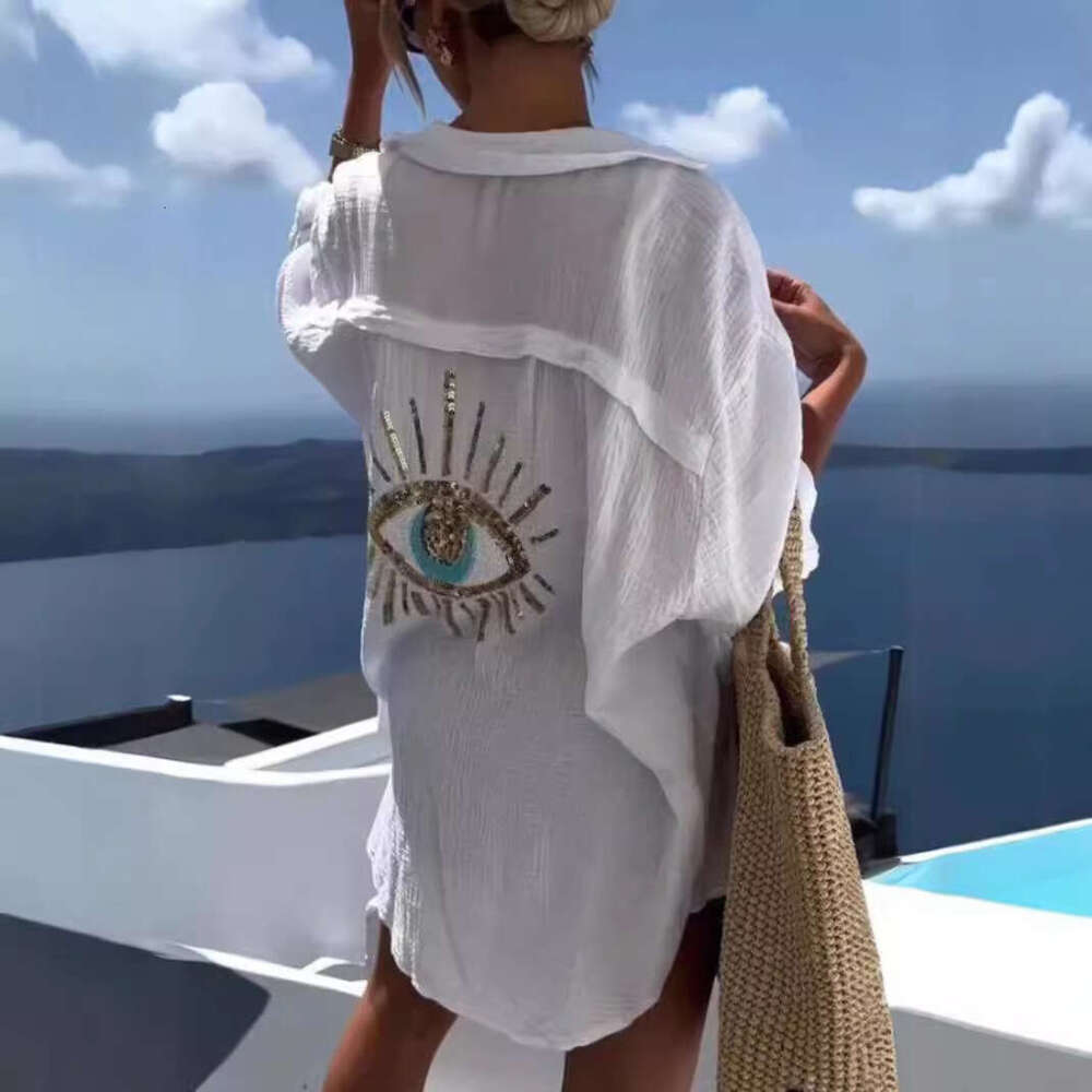 2025 European and American Cross-Border Trade Women's Spring Summer New Amazon Turn-Down Collar Long Sleeve Cotton Linen Casual Fashion Shirt