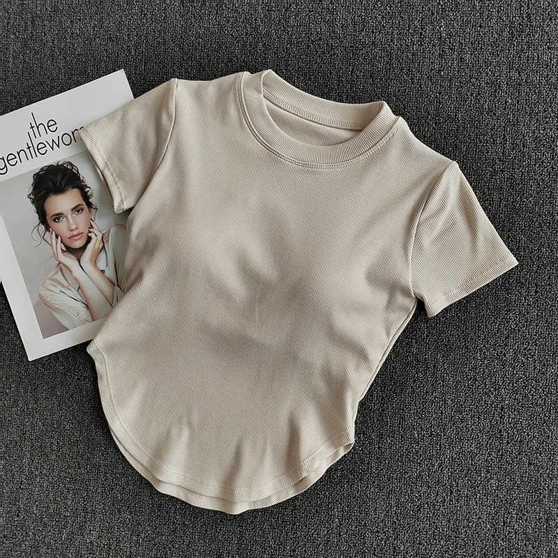 Sports bra mat yoga short sleeved T-shirt suitable for womens summer leisure fitness running topXJ250410
