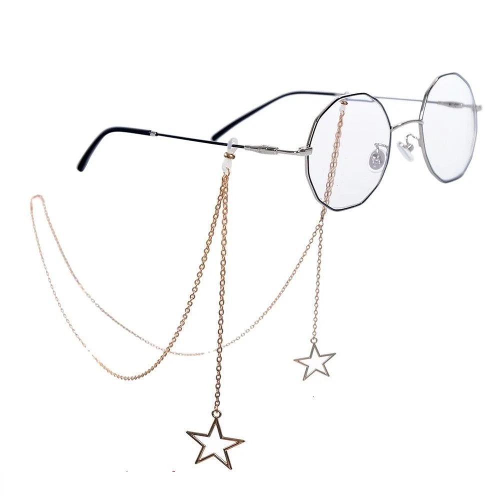 Fashion Womens Glasses Chain Hollow Star Bead Sunglasses Reading Tether Frame Neck Strap 250410