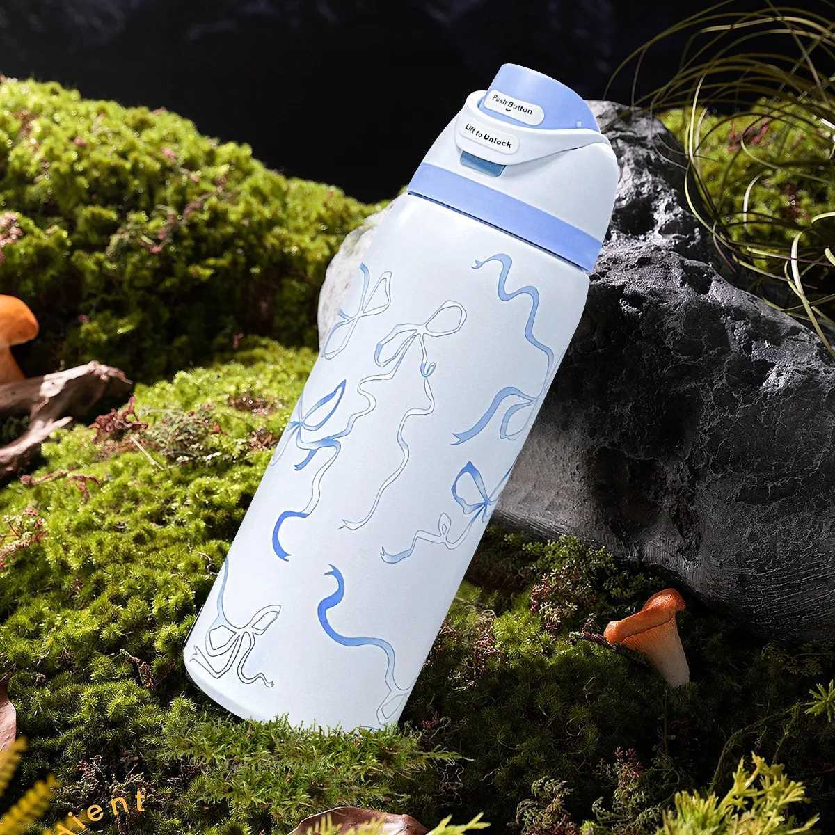 Fashionable cup Owalaa Blue Water bottle 32oz945MLwith strawheat preservation time more than 24 hourscampingworkindoor Y251110