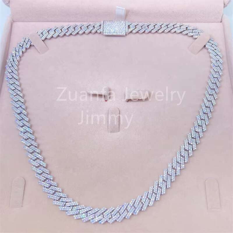 Solid back 10mm width fashion jewelry S passes the tester without flaws Moissanite men's necklace