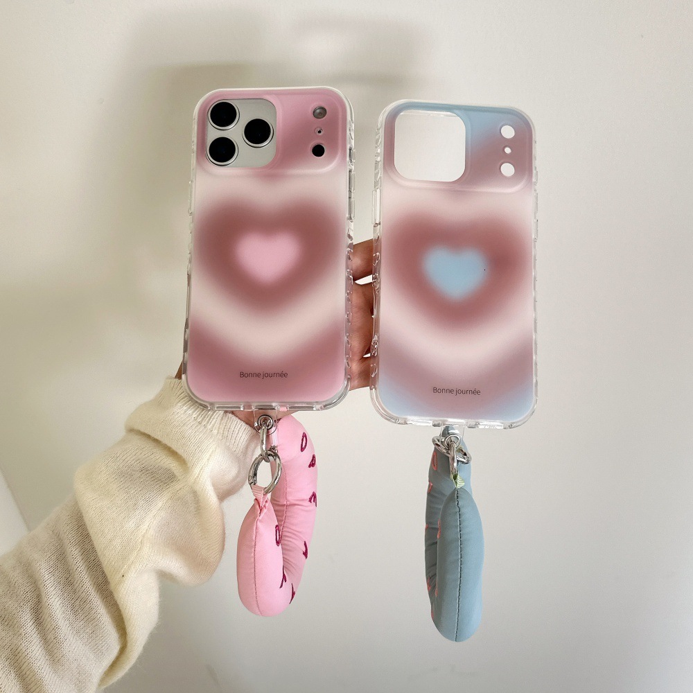 Simple Heart Gradient Phone Case Compatible with iPhone 17/16 Pro Max Cartoon Protective Cover iPhone 15/14 Pro