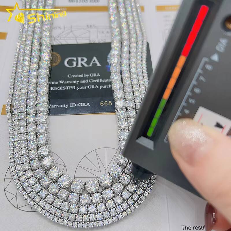 Fast Delivery Hot Sale 925 Sterling Silver Necklace Bracelet Pass Diamond Tester GRA Certified VVS Moissanite Tennis Chain