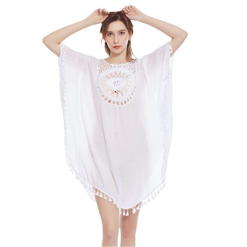 Summer Hand Hook Flower Splicing Beach Skirt Loose Large Vacation Sunscreen Women's Top 2025 New Casual Fashion Trendy Clothing