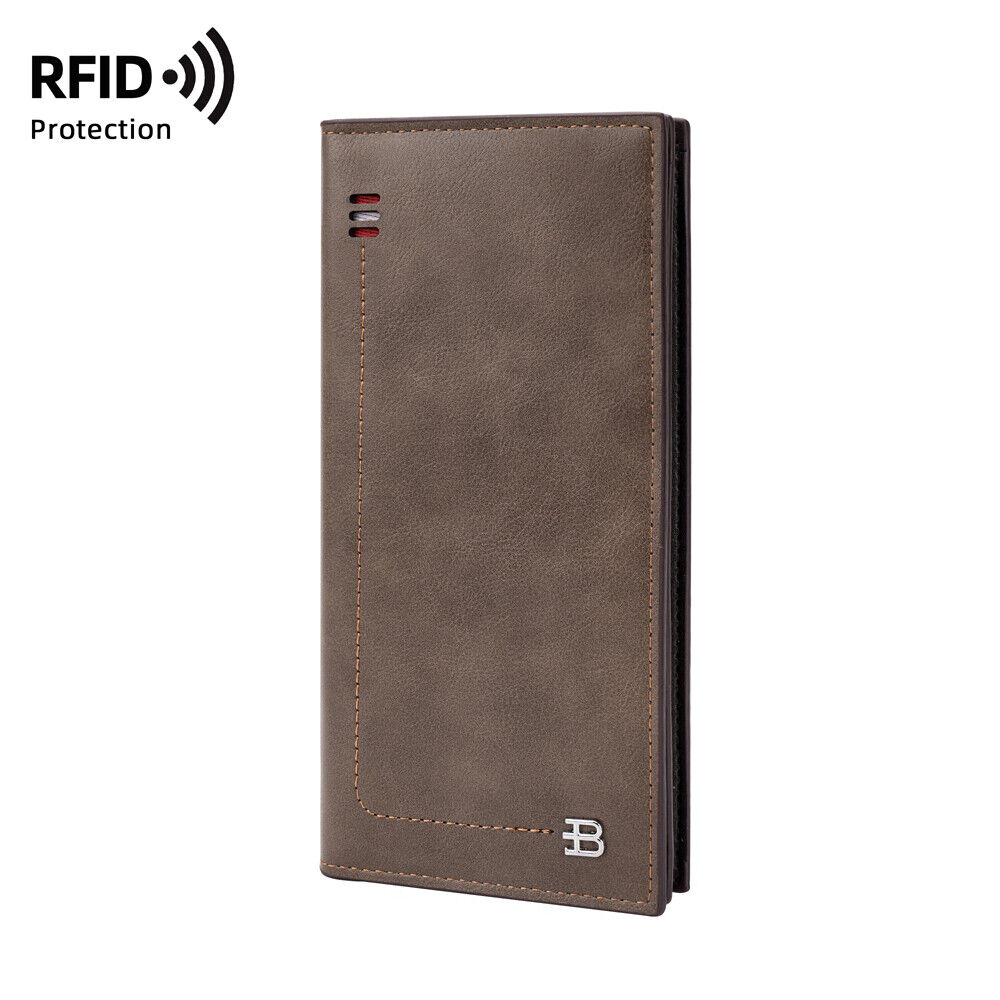 Slim Credit Card Holder Zipper Pocket Long Wallet Men with Phone hot Slot and Clear Window for Photo