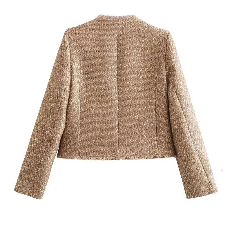 Womens Jacket Coat Tweed Cropped in Outerwears Autumn Winter Crop jacket Woman Long Sleeve Elegant Short Coats 251110