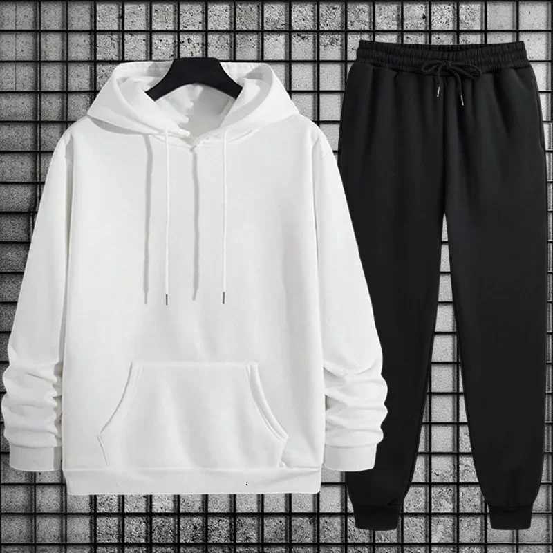 Autumn Winter Solid Color Hoodie and Sweatpants Mens Tracksuit Urban Casual Fashion Sportswear Male Daily Training Jogging Suit W251110