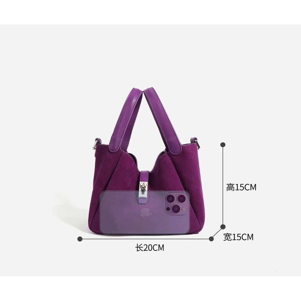 Fall And Winter 2025 New High-End Suede Leather Shoulder Bag Cowhide Basket Handbag Simple Commuter Versatile Crossbody Bags