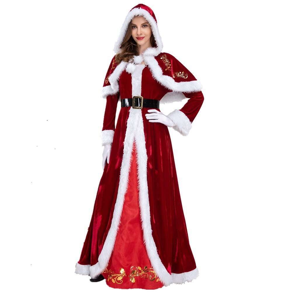 Long Sleeve Christmas Thickened Santa Claus Adult Couple Outfit Party Performance Costume