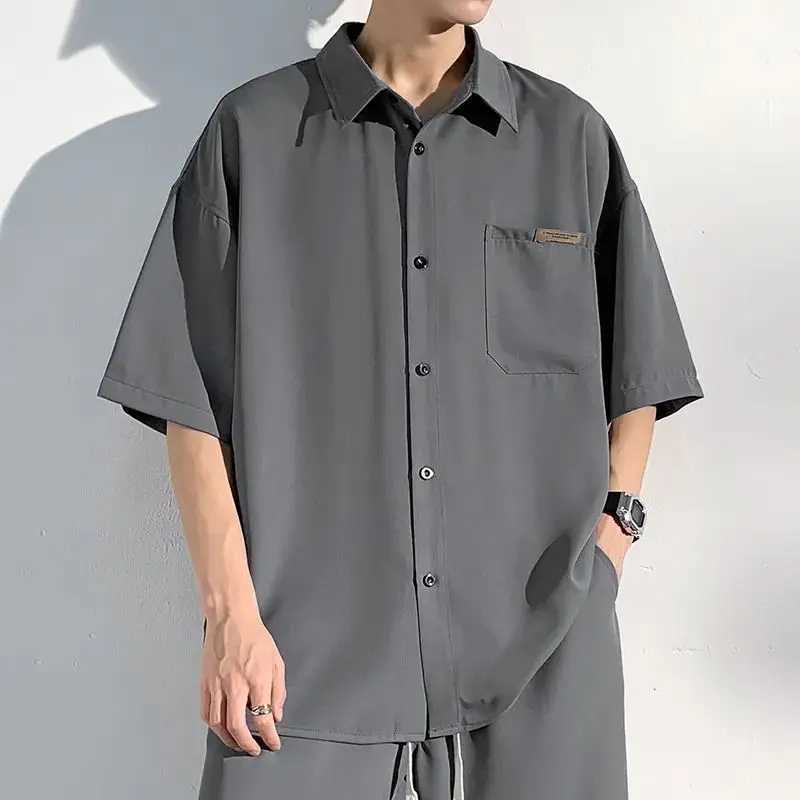 Ice silk short sleeved mens and womens summer loose top X250410