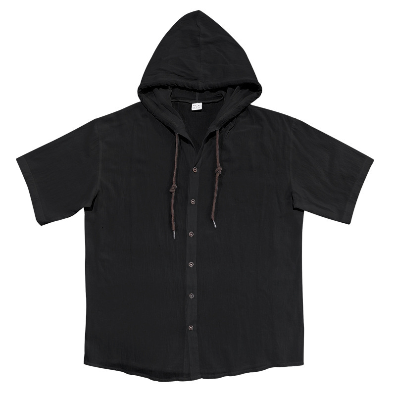Solid color short sleeved sports T-shirt fashionable and versatile casual and loose hooded top with diverse styles