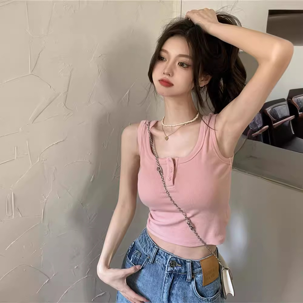 2025S Designer Women S T Shirt Pink Camisole Tank With Women S Inner Layer As A Base Summer New Sweet And Spicy Style Short U Neck Racerback Top For O