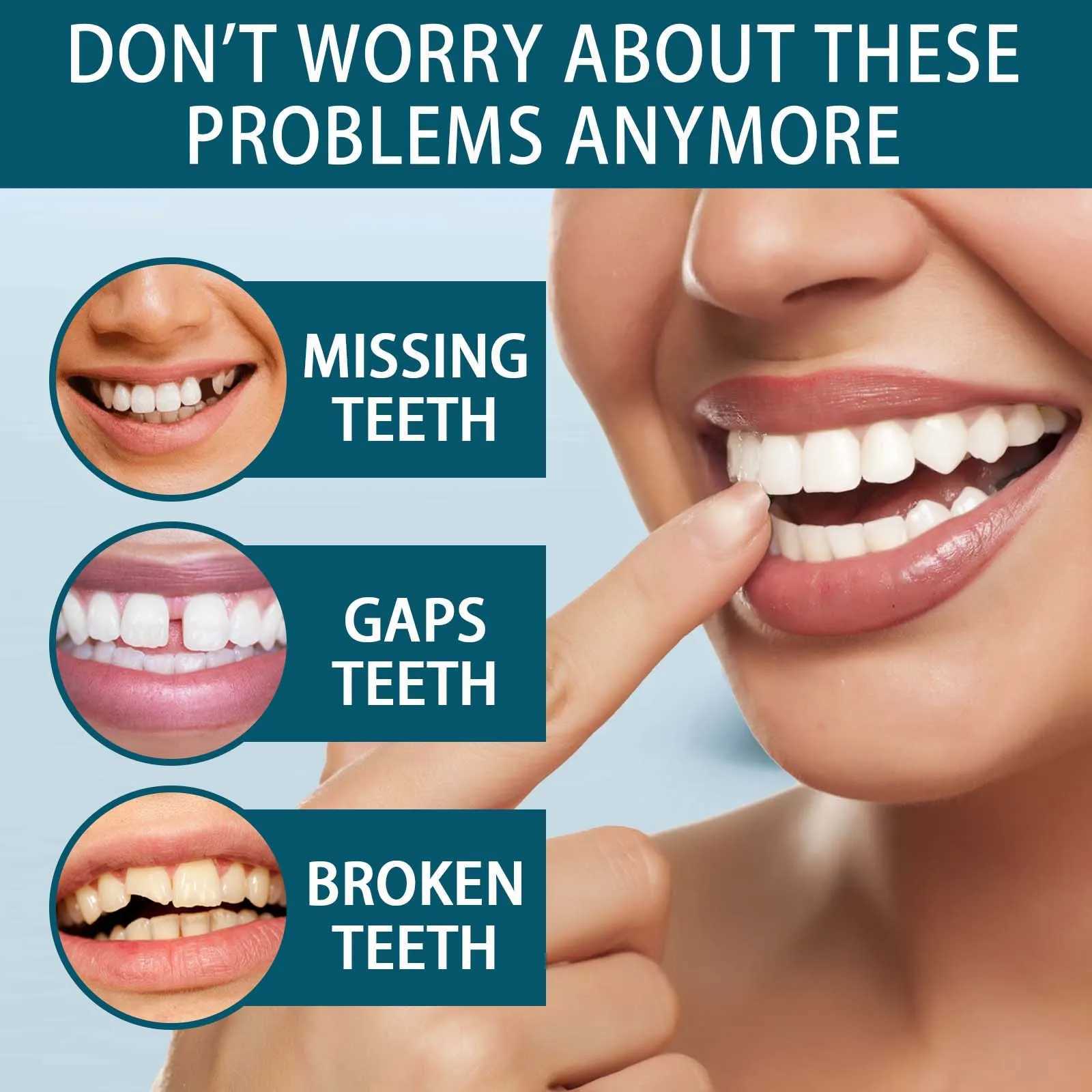 Eelhoe 1 pair adjustable teeth set whitening teeth temporary smile oral hygiene care teeth veneer false teeth set M250410