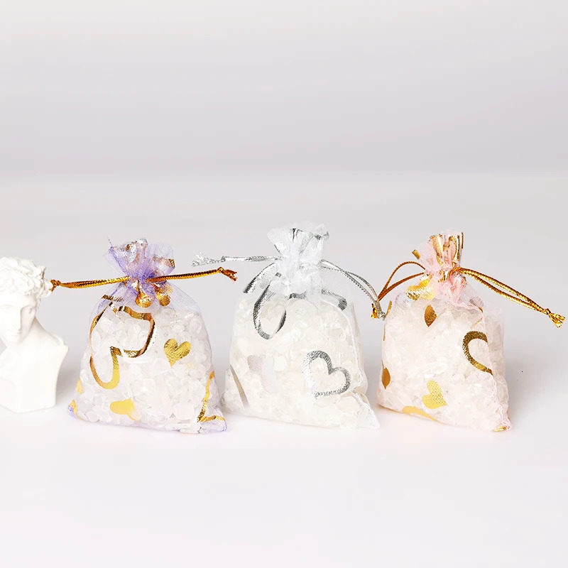 50pcs Hearts n Organza Bags Drawable Wedding Party Decoration Gift Pouches Jewelry Packaging 799121116cm 251110