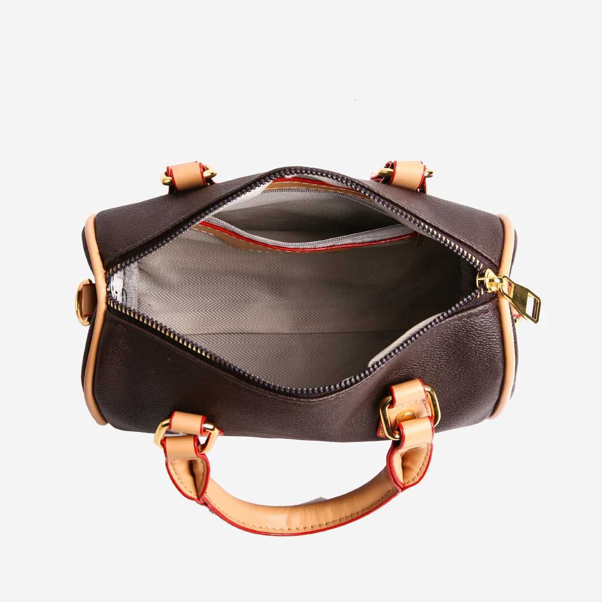 Vintage Brown PU Leather Boston Bag Womens Lightweight Small Crossbody Bag Luxury Designer Handbag Shoulder Bags for Phone K251110