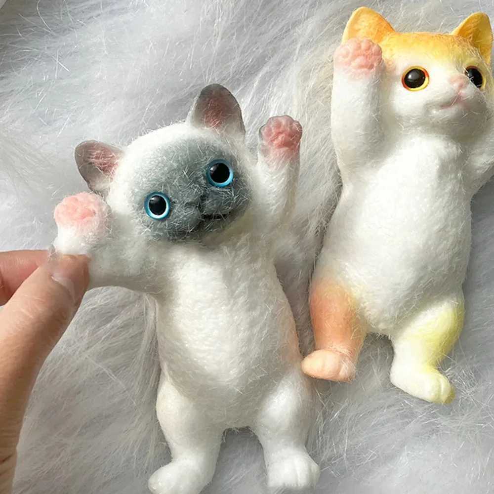 New Arrival Squishy Cute Flocking Cat Stress Relief Toy Extra Large Sensory Fidget Toys for Kids Adults Anxiety Relaxation Squeezing Gifts T250410