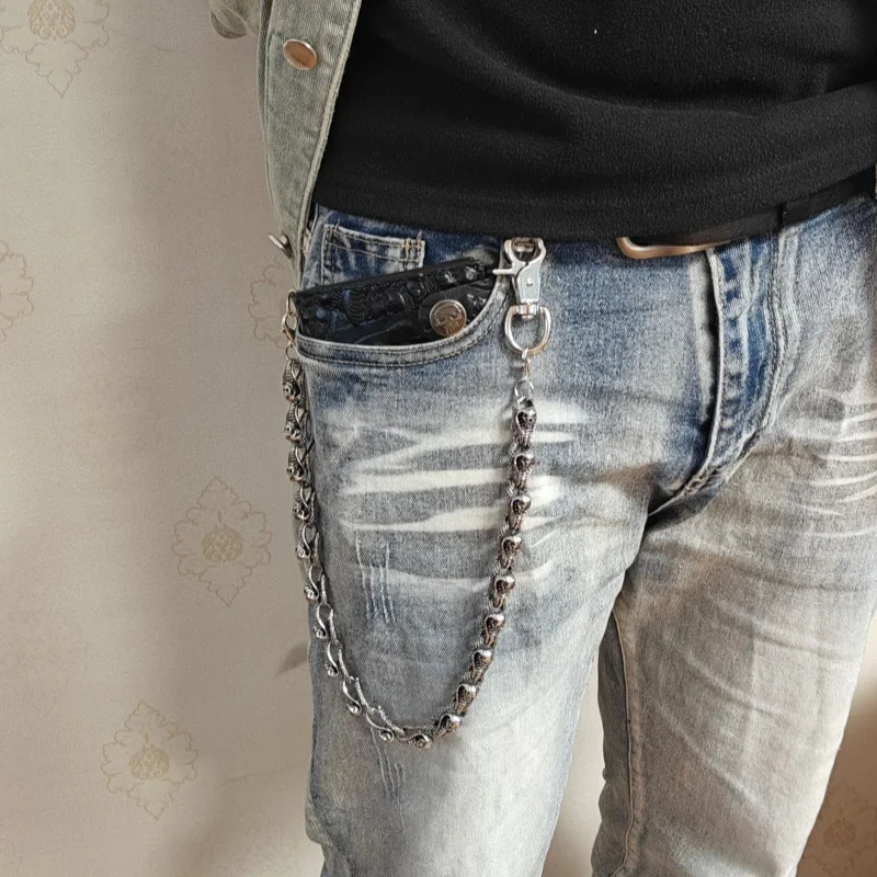 Retro skeleton wallet chain fashionable mens and womens antitheft keychain one waist y accessories hiphop jewelry gift 250410