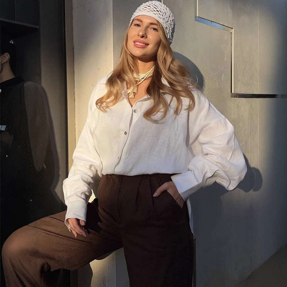 2025 Cross-Border European and American Independent Station Spring New Women's Turn-Down Collar Fashion Solid Color Button Long Sleeve Casual Shi