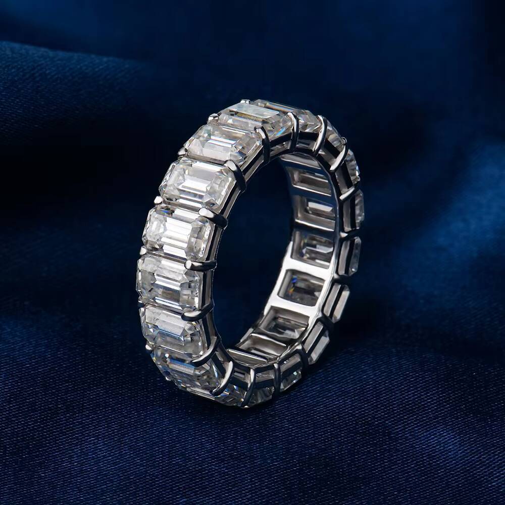 XINGYUEGEM Manufacturer 925 Sterling Silver DEF VVS 35mm Emerald Cut Moissanite Fine Jewelry Ring with Prong Setting Unisex
