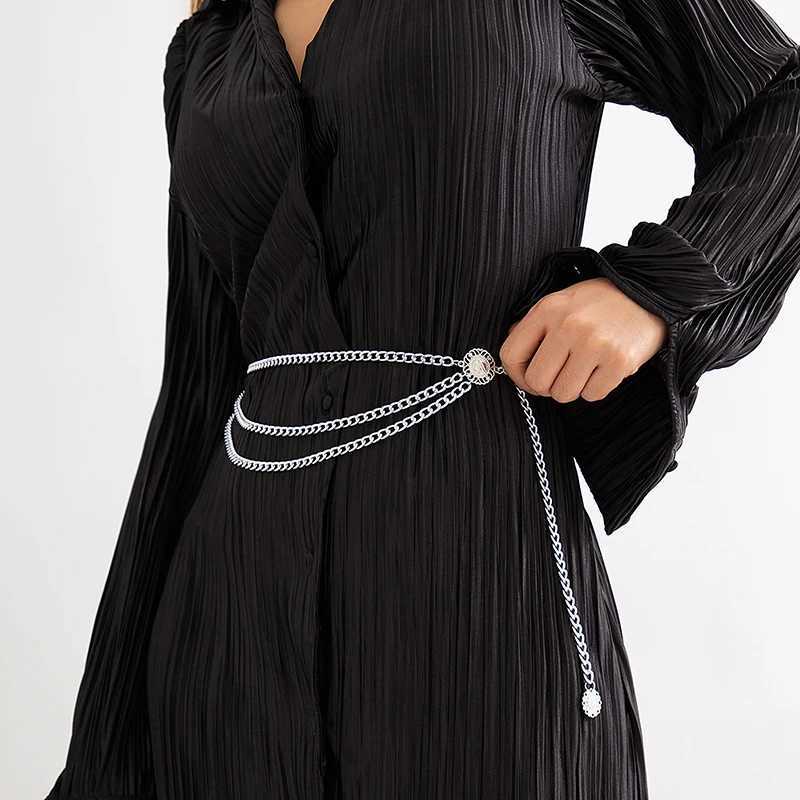 2023 new Mti layer chain strap suitable for fashionable gold silver metal high waisted chain dresses womens tassel straps X250410