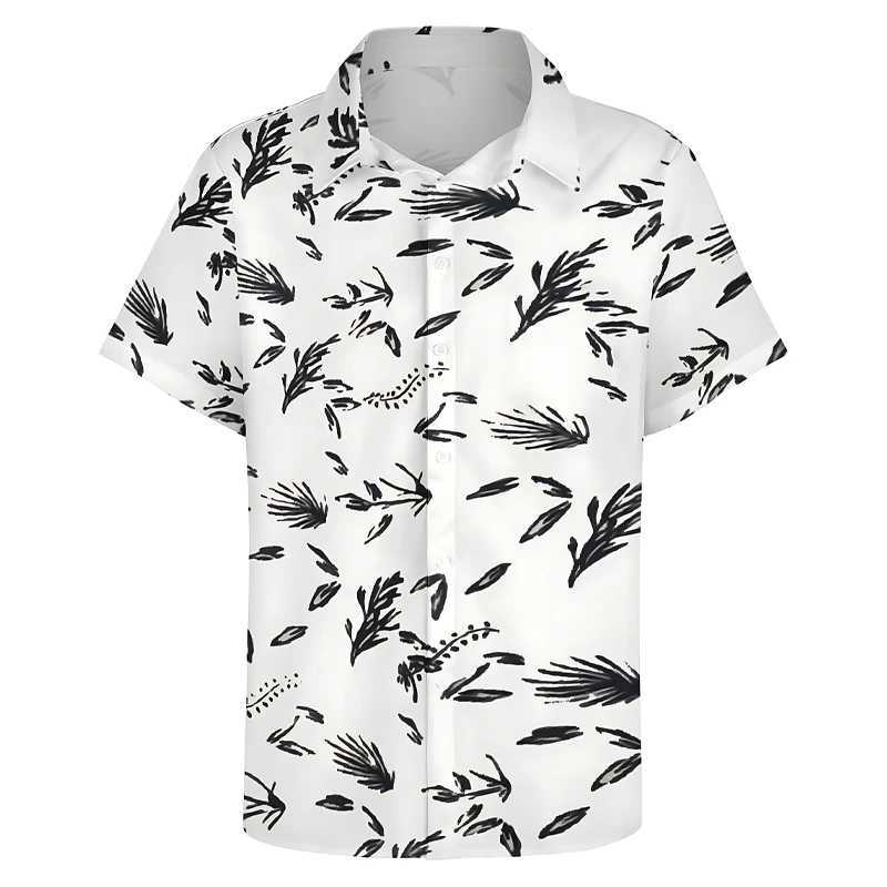 Mens short sleeved Hawaiian street printed polyester breathable lightweight summer clothing mens clothing X250410