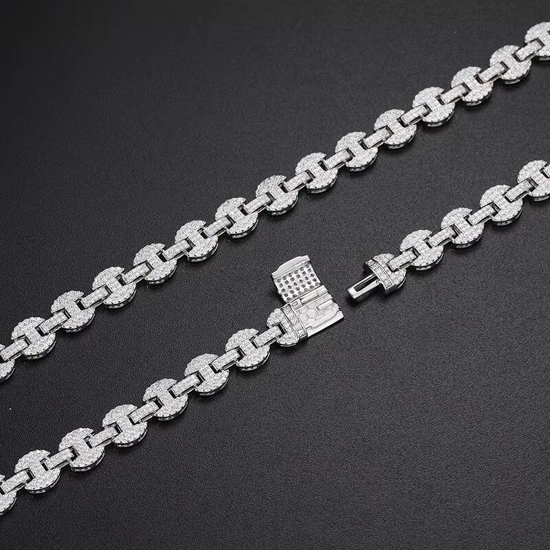 Fashion Jewelry 6mm 8mm 10mm Moissanite Link Chain 925 Sterling Silver VVS Mossanite Iced Out Hiphop Cuban Necklace for Men