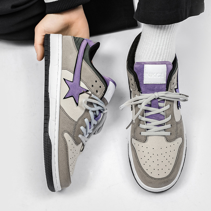 Free shipping Shoes mens womens gray purple color matching versatile board shoes niche trend fashion casual sports shoes