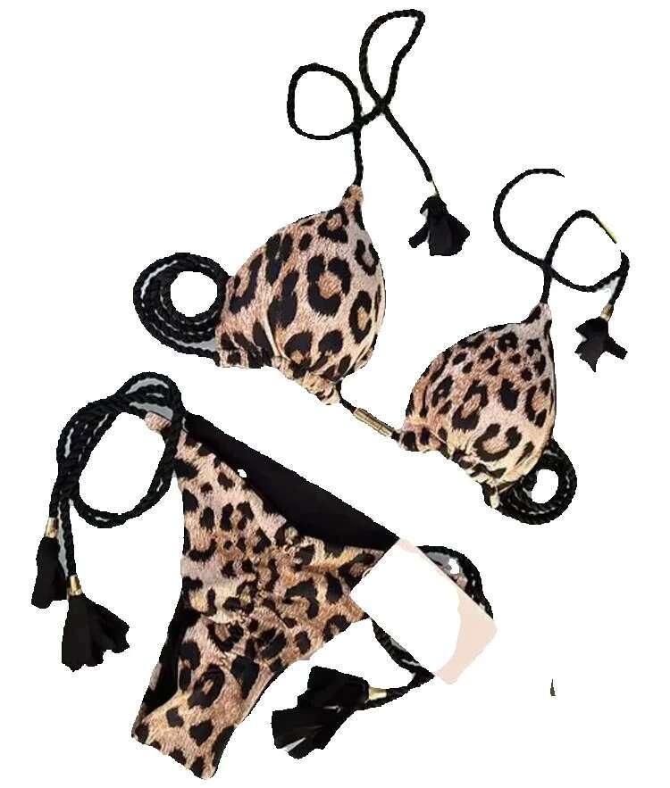 Sexy women's triangle bikini solid color two-piece set thong swimsuit beachwear