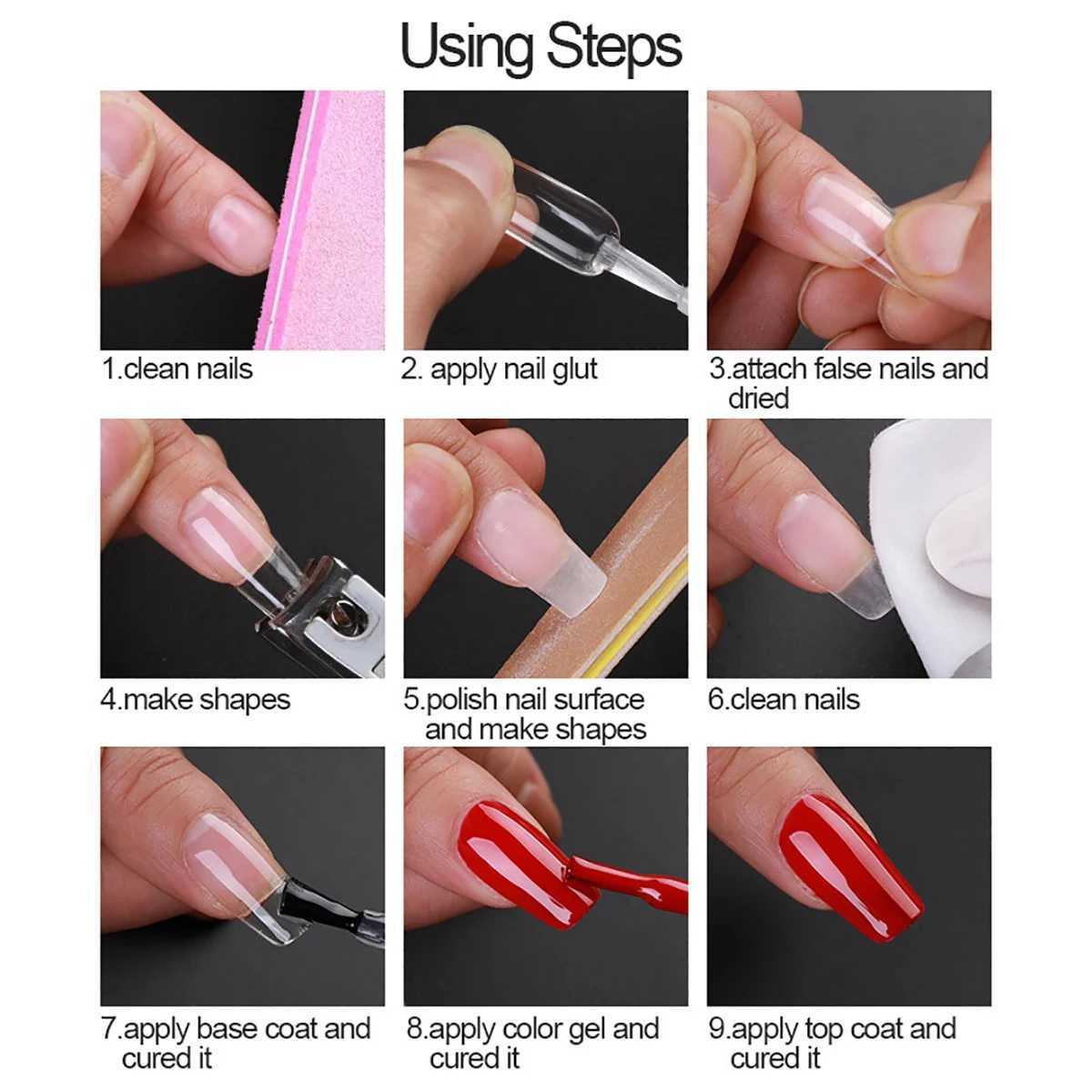 550Pcs frosted soft gel full cover nail tip size gel nail extension false nail artificial nail with nail salon shell W250410