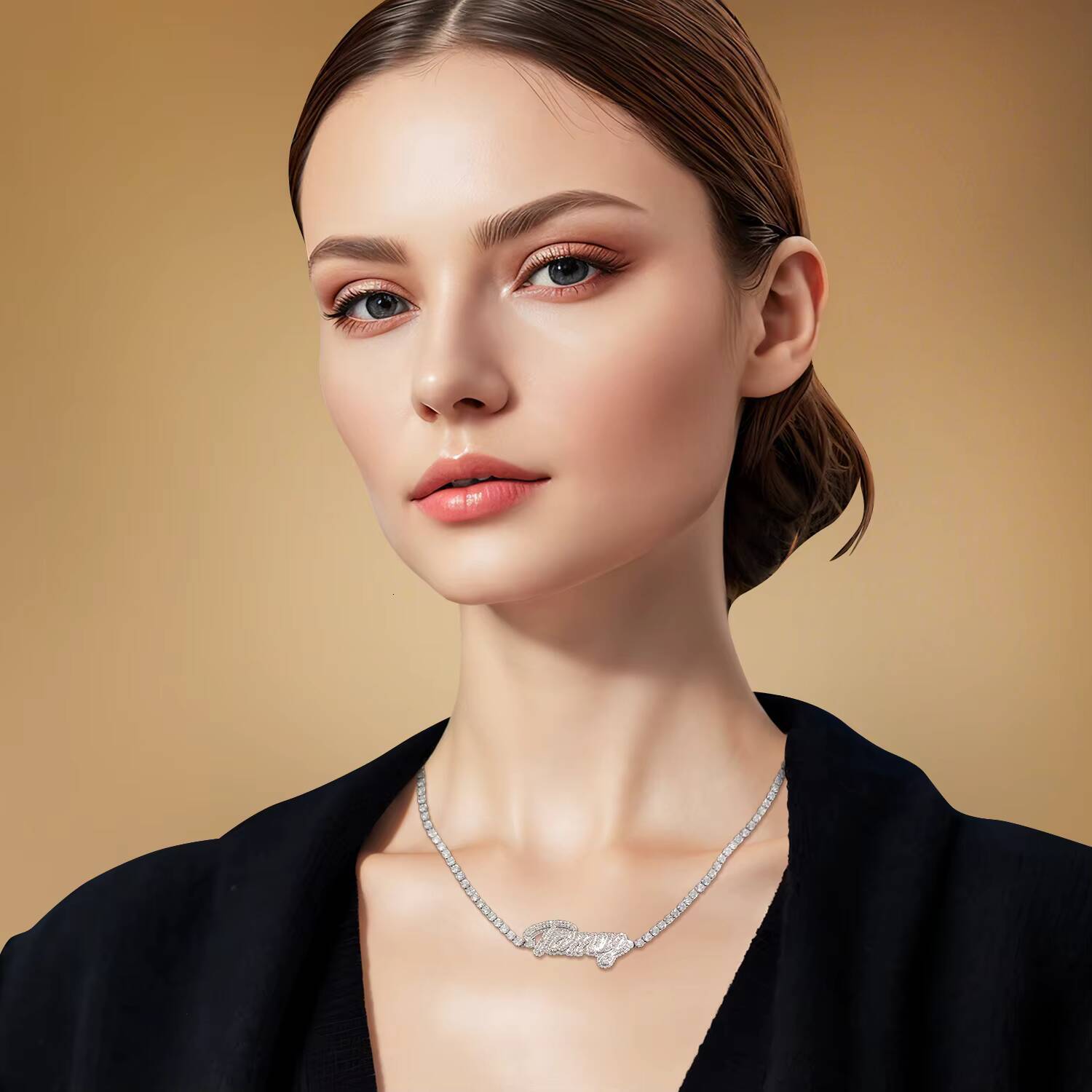 Custom Name Pendant Necklace 925 Sterling Silver Moissanite Letters Pendant Tennis Chain Necklace