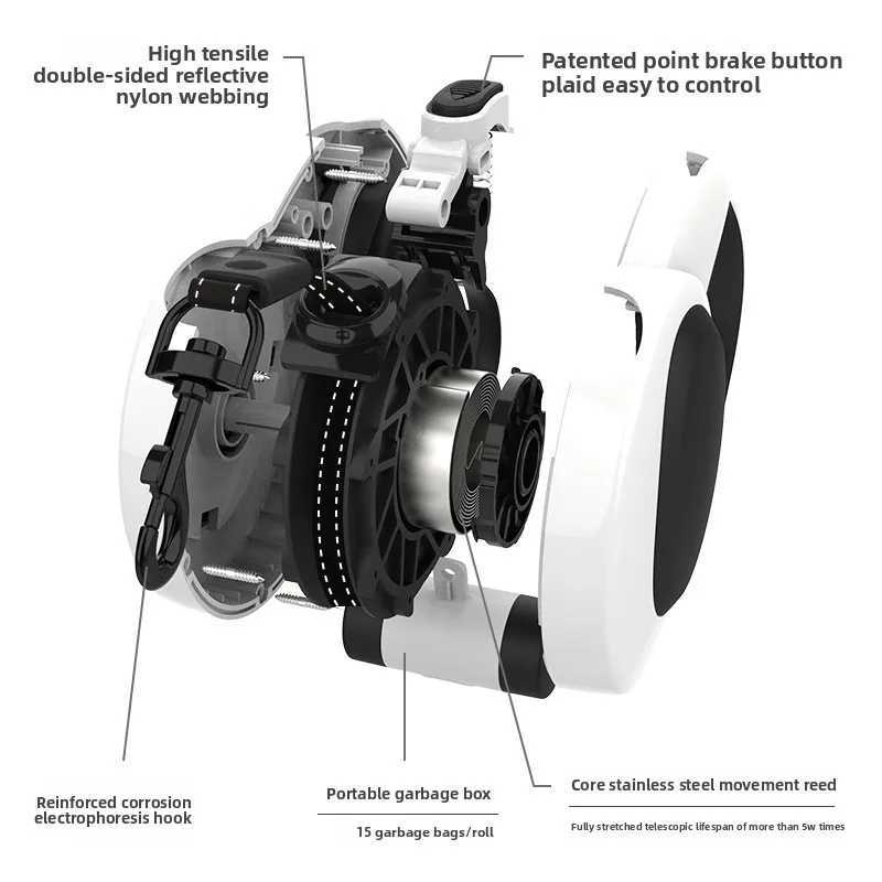 5M pet automatic retractable leash reflective dog leash LED light walking explosion-proof dog leash J251110