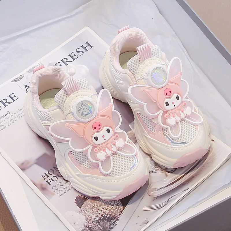 KidsCasual Shoes Sneakers Kuromi Bow PU Leather Spring Shoes For Girls Anti-slip Breathable Pink Shoes Size 26-37 W251110