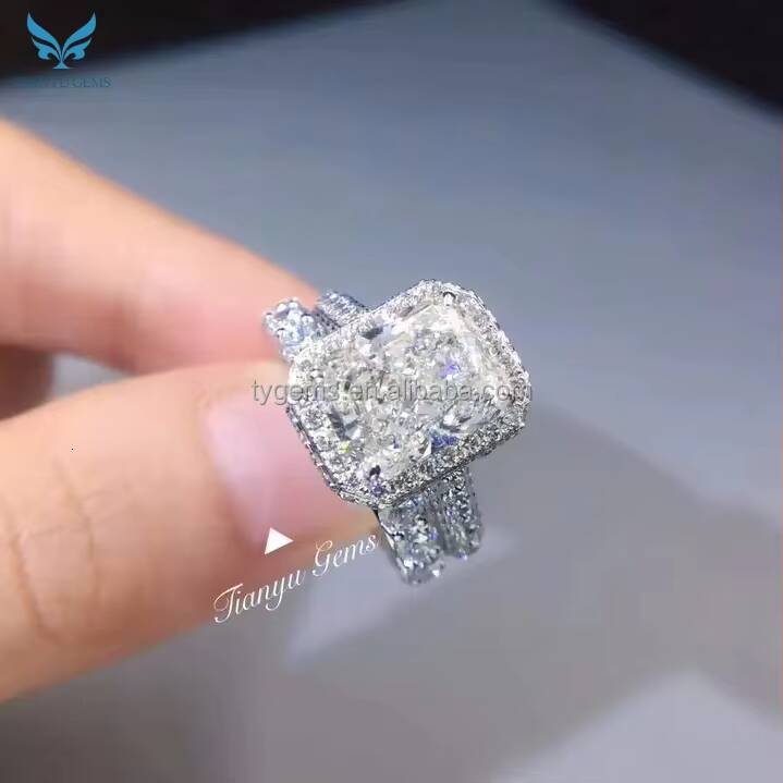Tianyu Custom American Fine Jewelry 14K 18K White Gold VVS Moissanite Wedding Engagement Women Lab Grown Diamond Ring Set