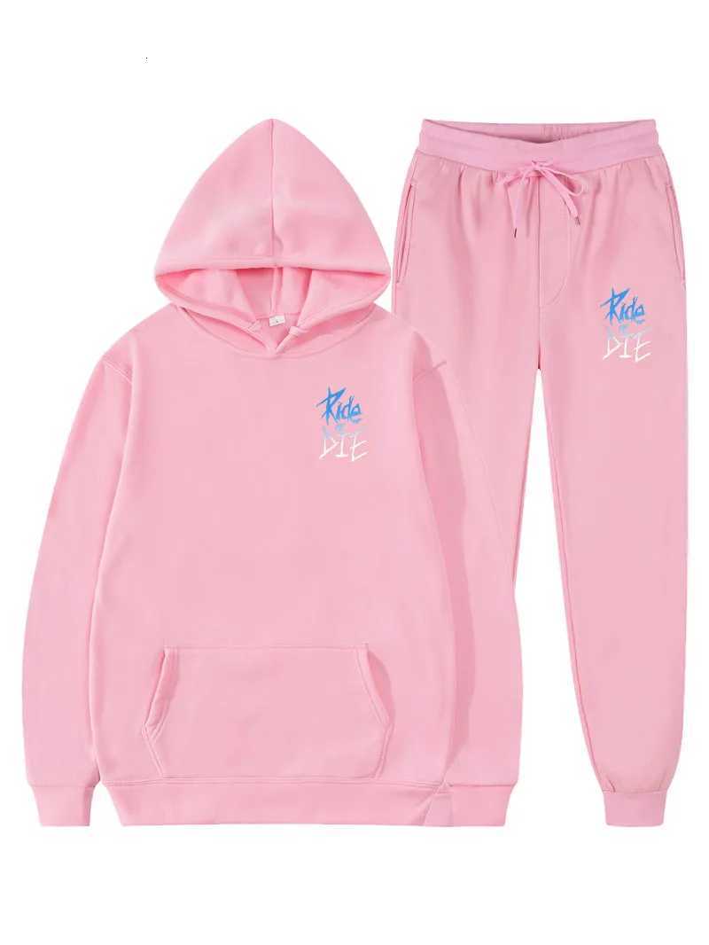 Mens sports suit graffiti print hooded sweatshirt with drawstring pants mens sports couple running hoodie 2-piece set W251110