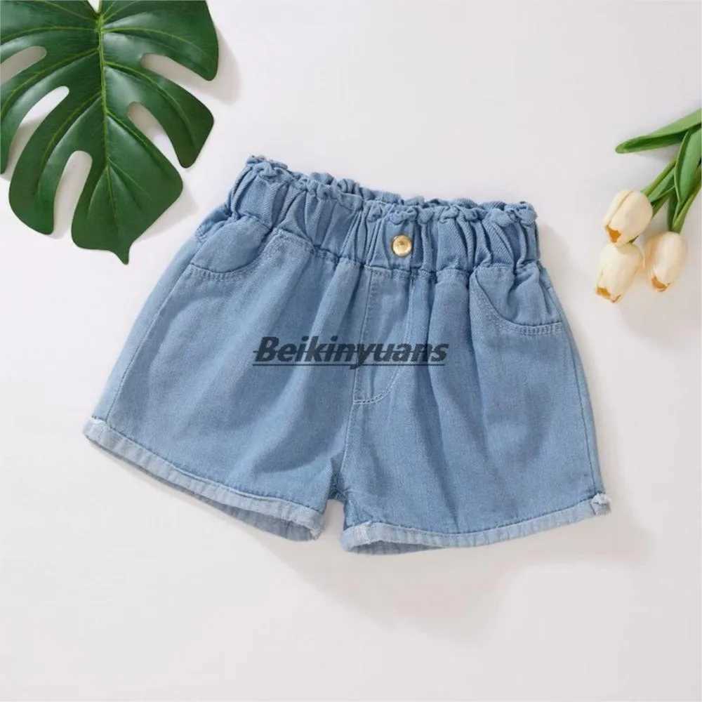 Girls denim shorts childrens summer underwear childrens western sle cuhk summer trousers joker teenagers tight pants Z250410