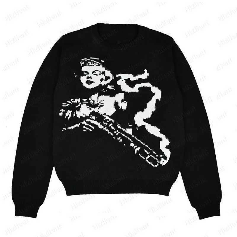 Fashion Winter Streetwear 2022 Gothic Fairy Grunge Kawaii Pattern Printed Cotton Knit Women Pullover Korean Y2K Vintage 2000S Sweater Y251110