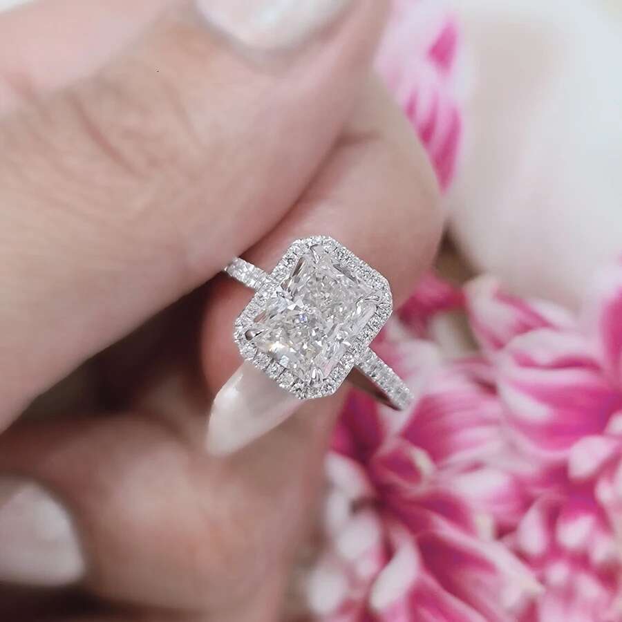 IGI 14k White Gold 2.0CT DEF Color VS-VVS Radiant Cut CVD Lab Grown Diamond Jewelry Diamond Engagement Ring