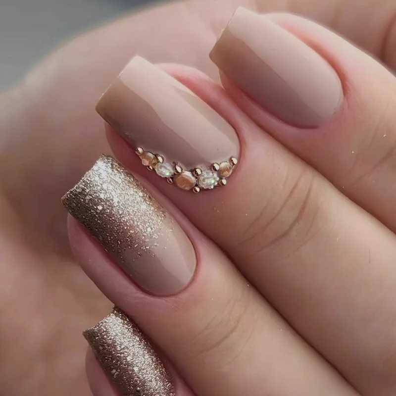 24 fake nails fashionable wearable nails ladies pressed nails including nail glue and nail files W250410