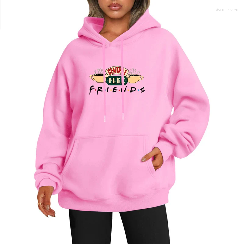 Women's Hoodies Fashion Womens Pullover Tops Friends Tv Show Hooded Sweatshirt Casual Long Sleeve Coffee Printing HipHop Harajuku Unisex