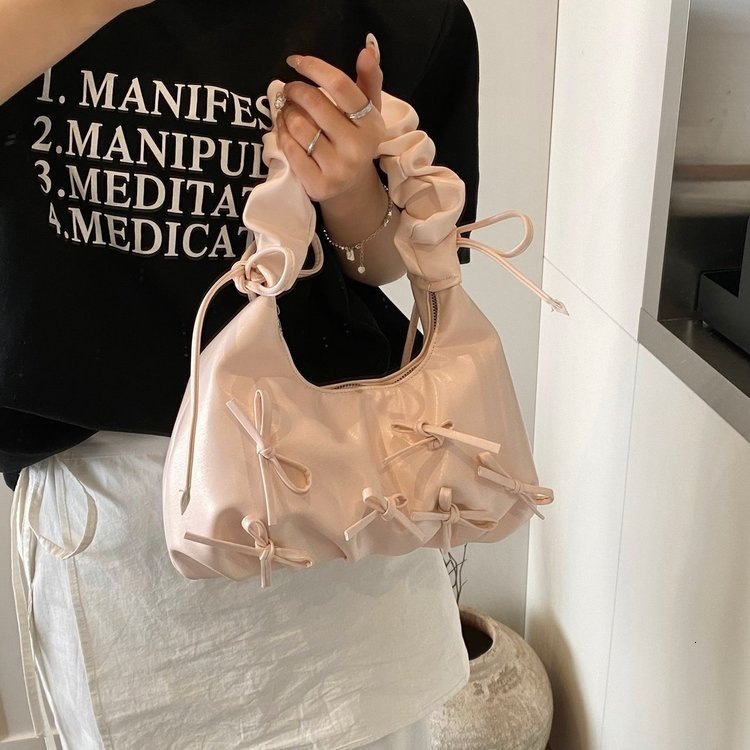 designer bag Bow underarm for women versatile casual commuting niche pleated design cloud dumpling bag handbag
