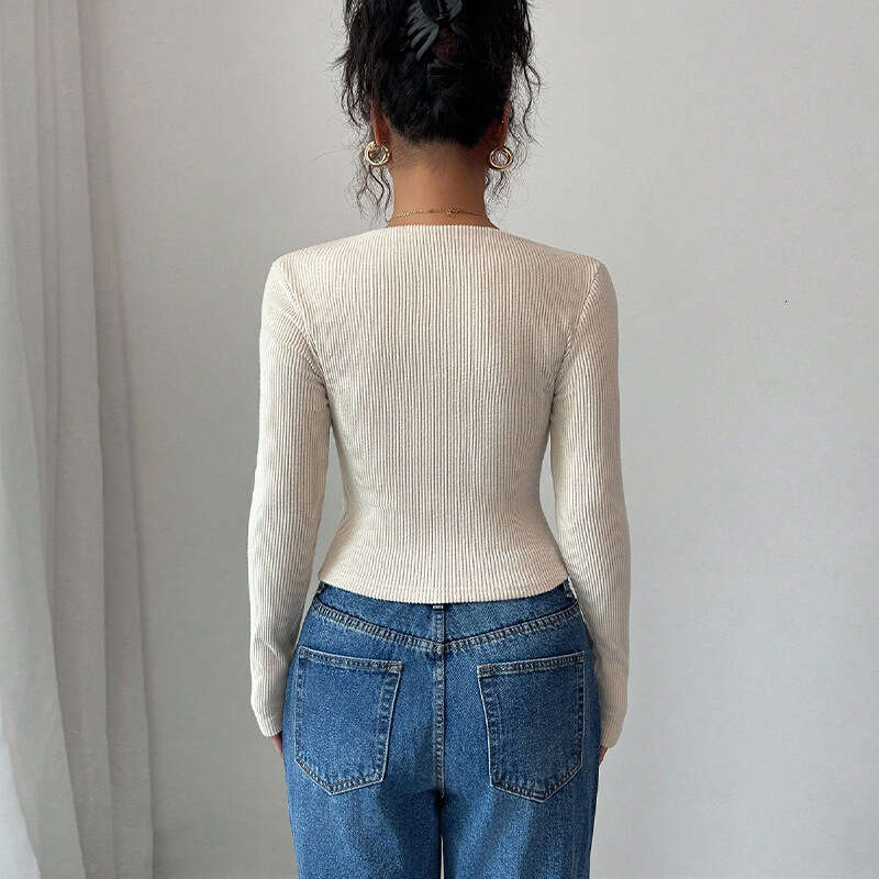 Rui Chuo Cross-Border Amazon Foreign Trade European and American Style Slim Fit Knitted Sweater 2025 Autumn Winter Solid Color Stretch Base Shirt for 