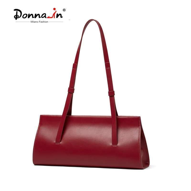 Donna-In French Fashion Women Shoulder Underarm Bag Split Leather Red Ladies Soft Handbag 2023 Autumn New