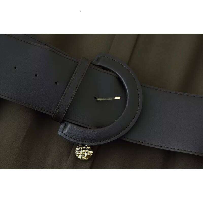 Chic Fashion Splicing Autumn Pleated Long For Women 2025 With Belt Midi Dress Woman Sleeveless Casual Dresses