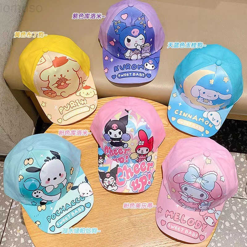 Sanrio Childrens Hat Spring Summer Cartoon Sun Hat Boys and Girls Baseball Cap Kuromi Duckbill Cap Little Girl H251110