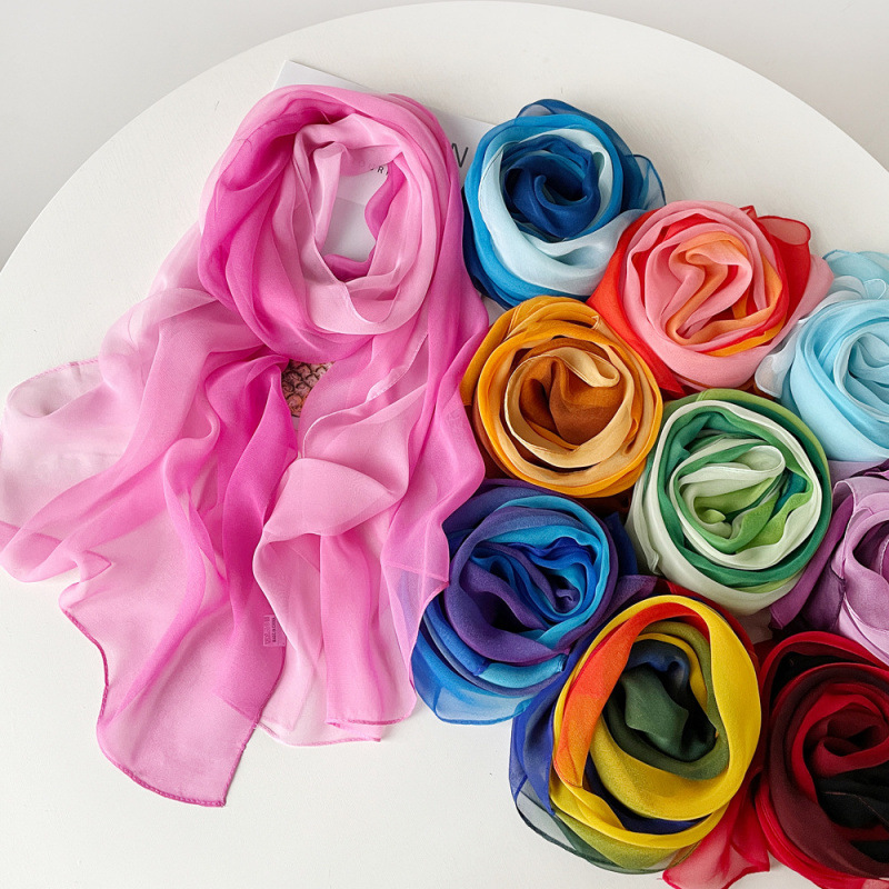 K353 Rainbow solid color pearl chiffon headscarf female cross-border Malaysia Baotou hat scarf polyester scarf scarf female