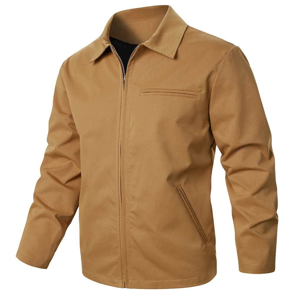 Mens solid color jacket with zipper windproof fashion mens jacket outdoor sports street casual style mens top jacket mens jacket 250410