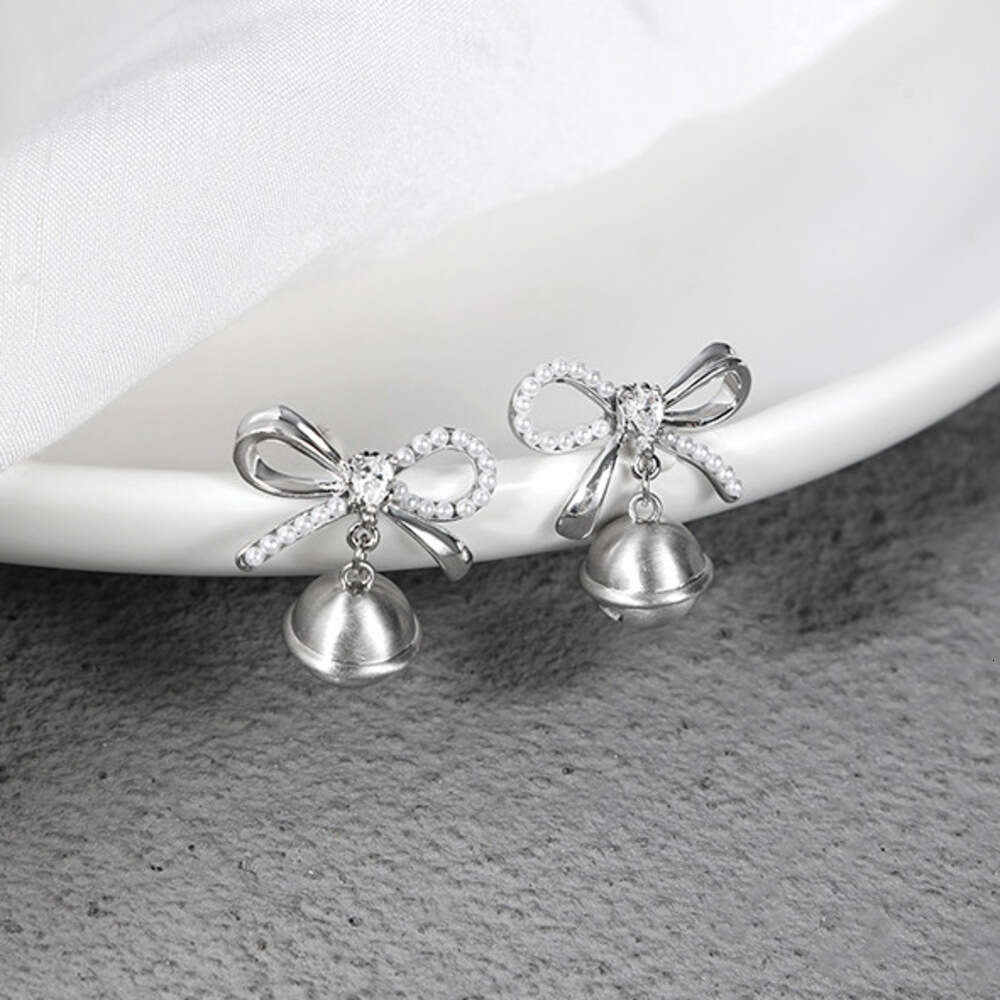 DHcollections Butterfly Knot Bell Earrings for Women, Niche Sweet Design, Original Personality Fashionable Temperament 925 Silver Needle Ear Jewelry