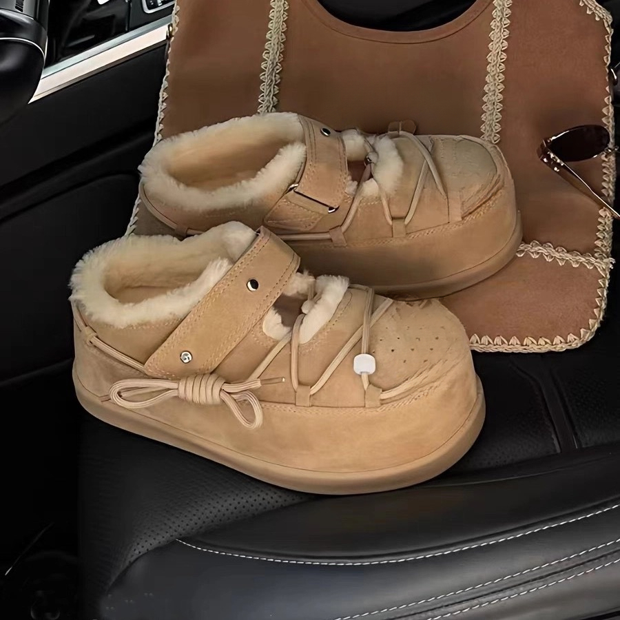 Designer Thick soled Wool Lined Snow Boots New True Fur Leather Shoes Autumn/Winter New Fashion Designer Shoes