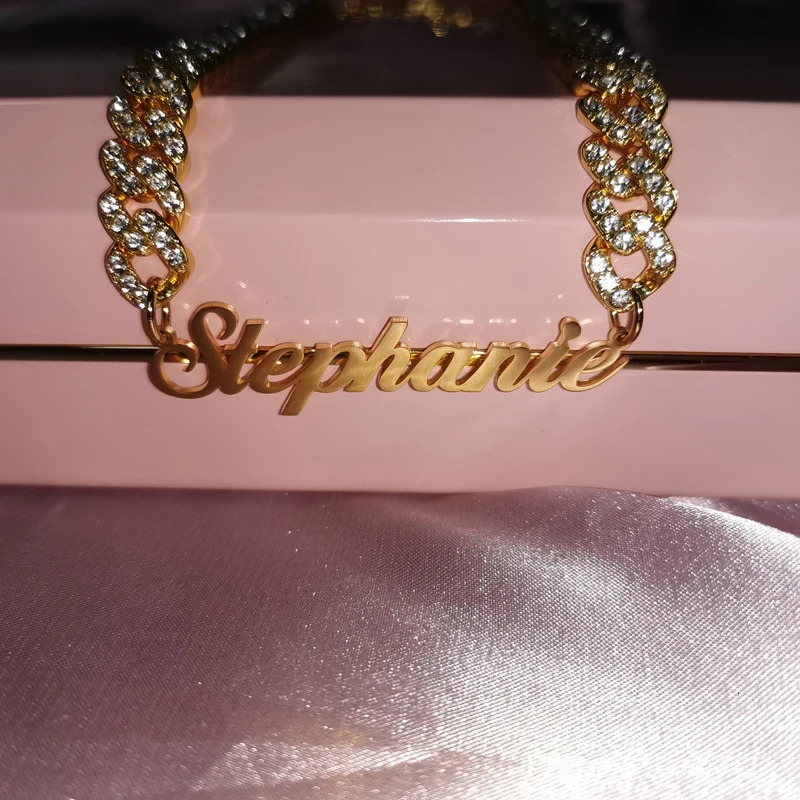Grandbling Customized Stainless Steel Name Necklace with 9 MM Cuban Chain Personalized Word Choker Pendant Party Gift 250409